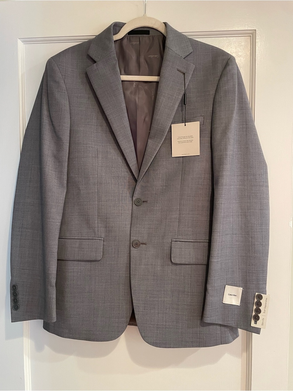 Calvin Klein Light Gray Men's Two-Button Sport Coat slim stretch extensible